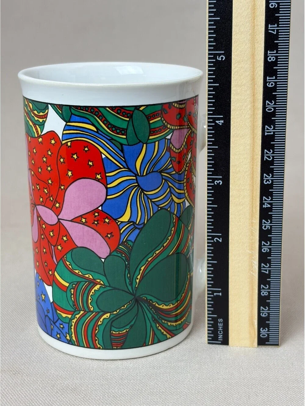 Vintage Psychedelic Floral Coffee Mug Mod Pop Art Colorful Ceramic Tea Cup 10oz